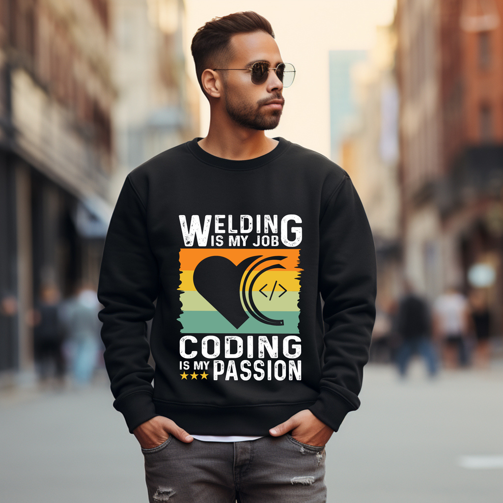 Coder Heart Crewneck Sweatshirt — Tech Humor Graphic Sweatshirt for Programmers