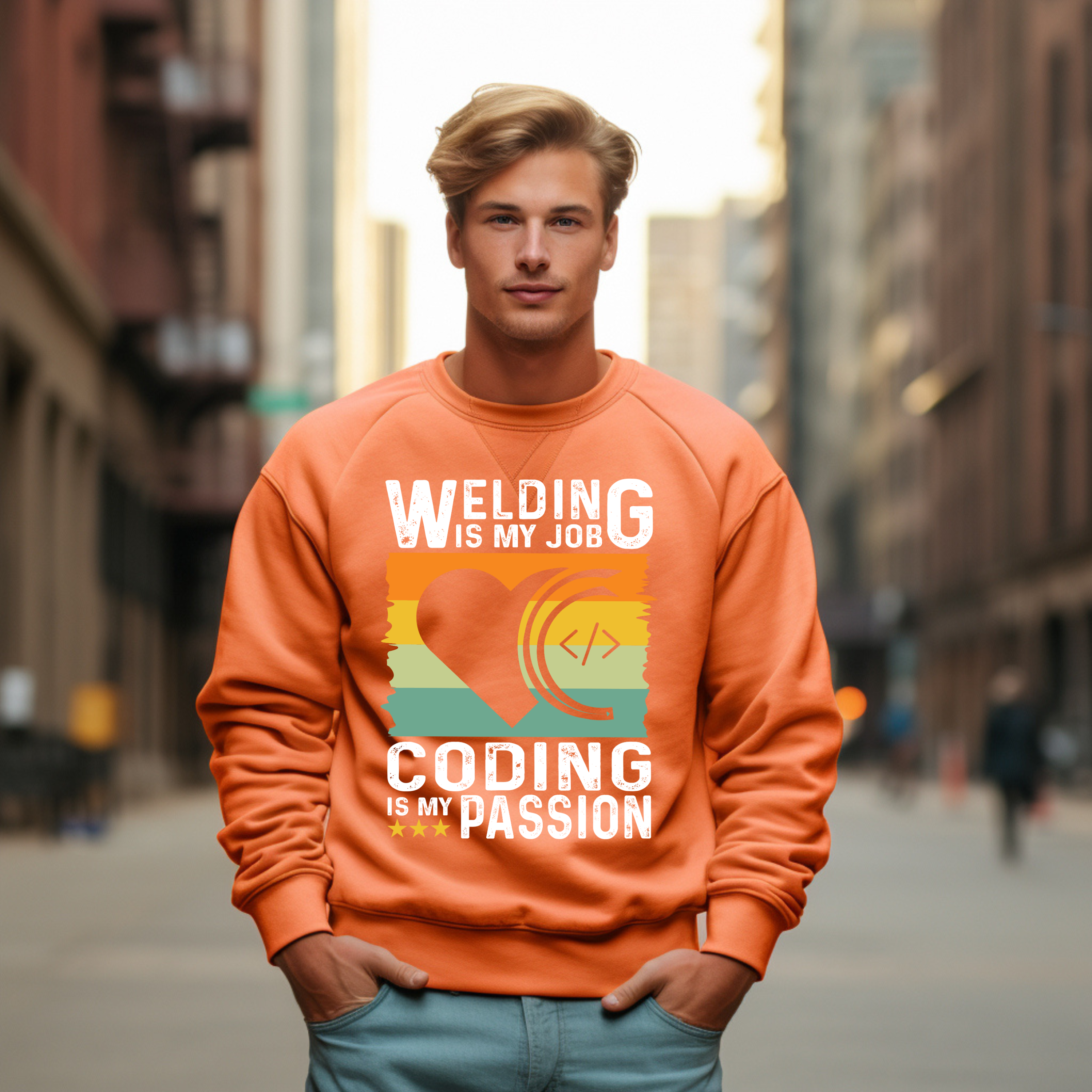 Coder Heart Crewneck Sweatshirt — Tech Humor Graphic Sweatshirt for Programmers
