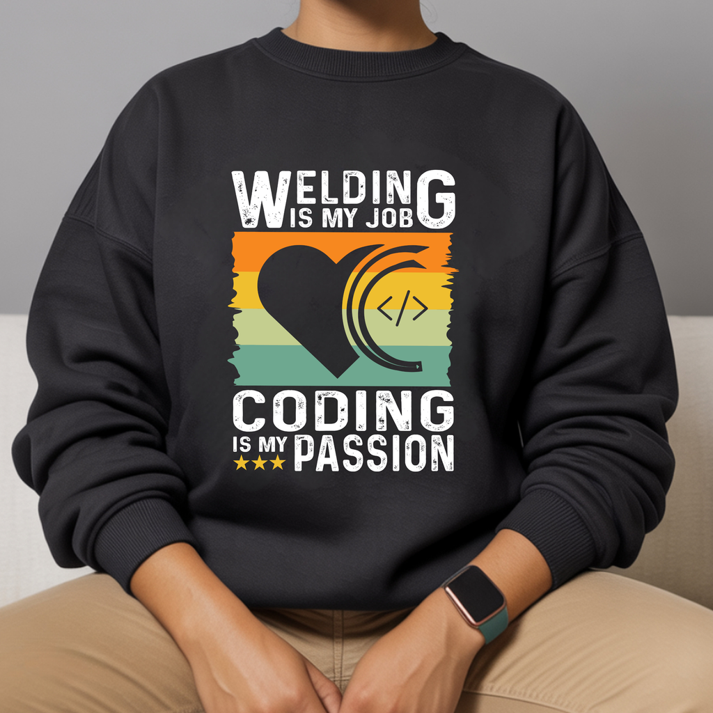 Coder Heart Crewneck Sweatshirt — Tech Humor Graphic Sweatshirt for Programmers