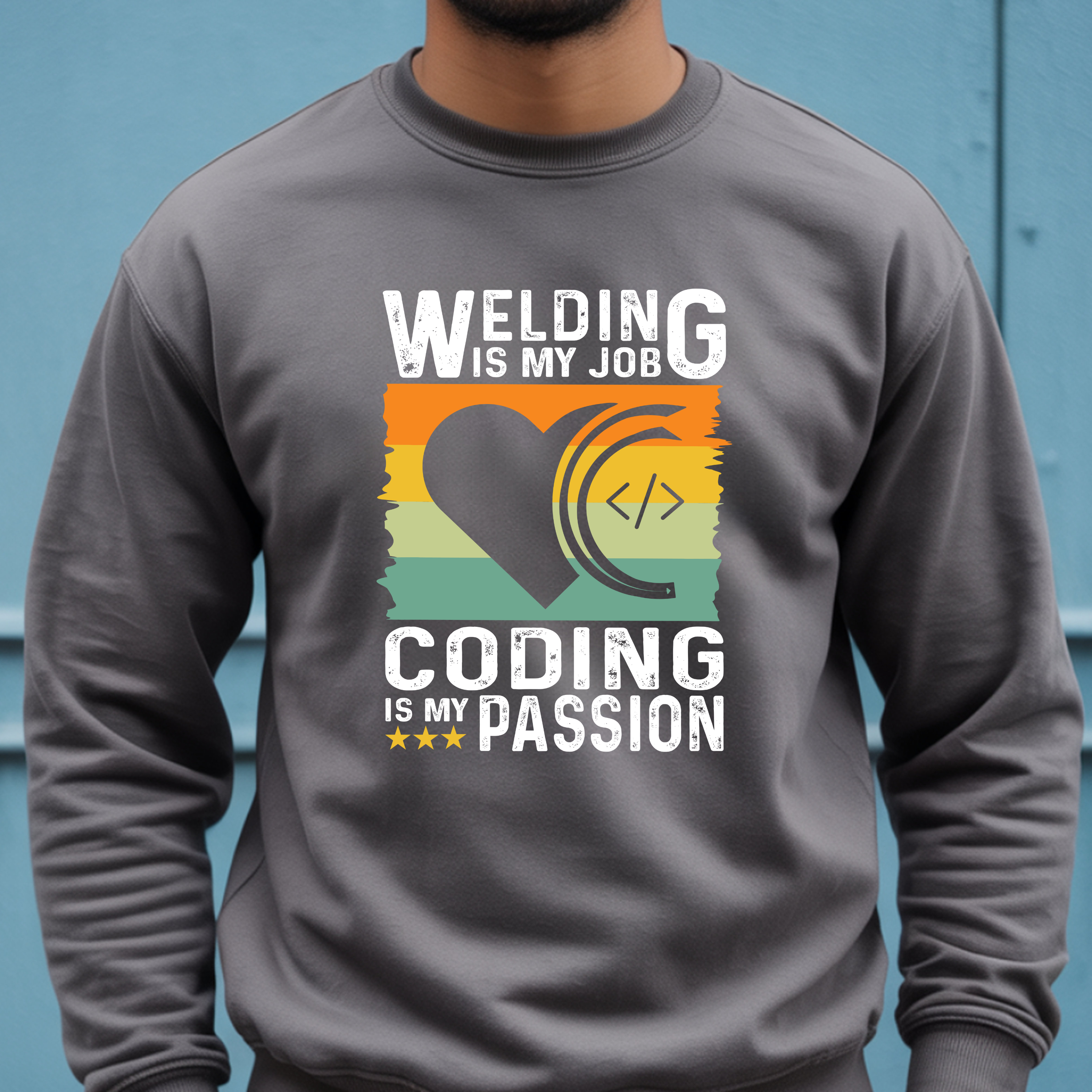 Coder Heart Crewneck Sweatshirt — Tech Humor Graphic Sweatshirt for Programmers