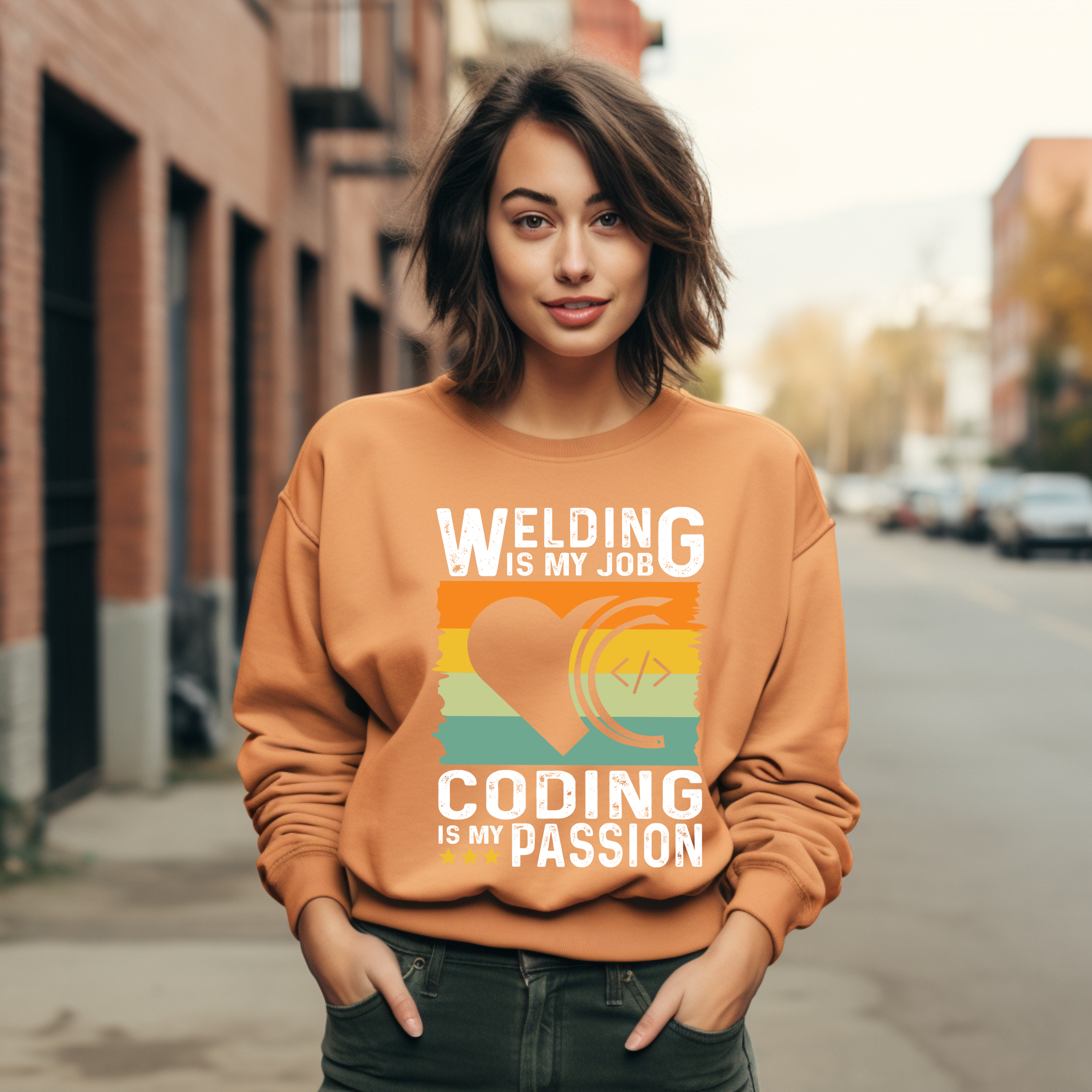 Coder Heart Crewneck Sweatshirt — Tech Humor Graphic Sweatshirt for Programmers