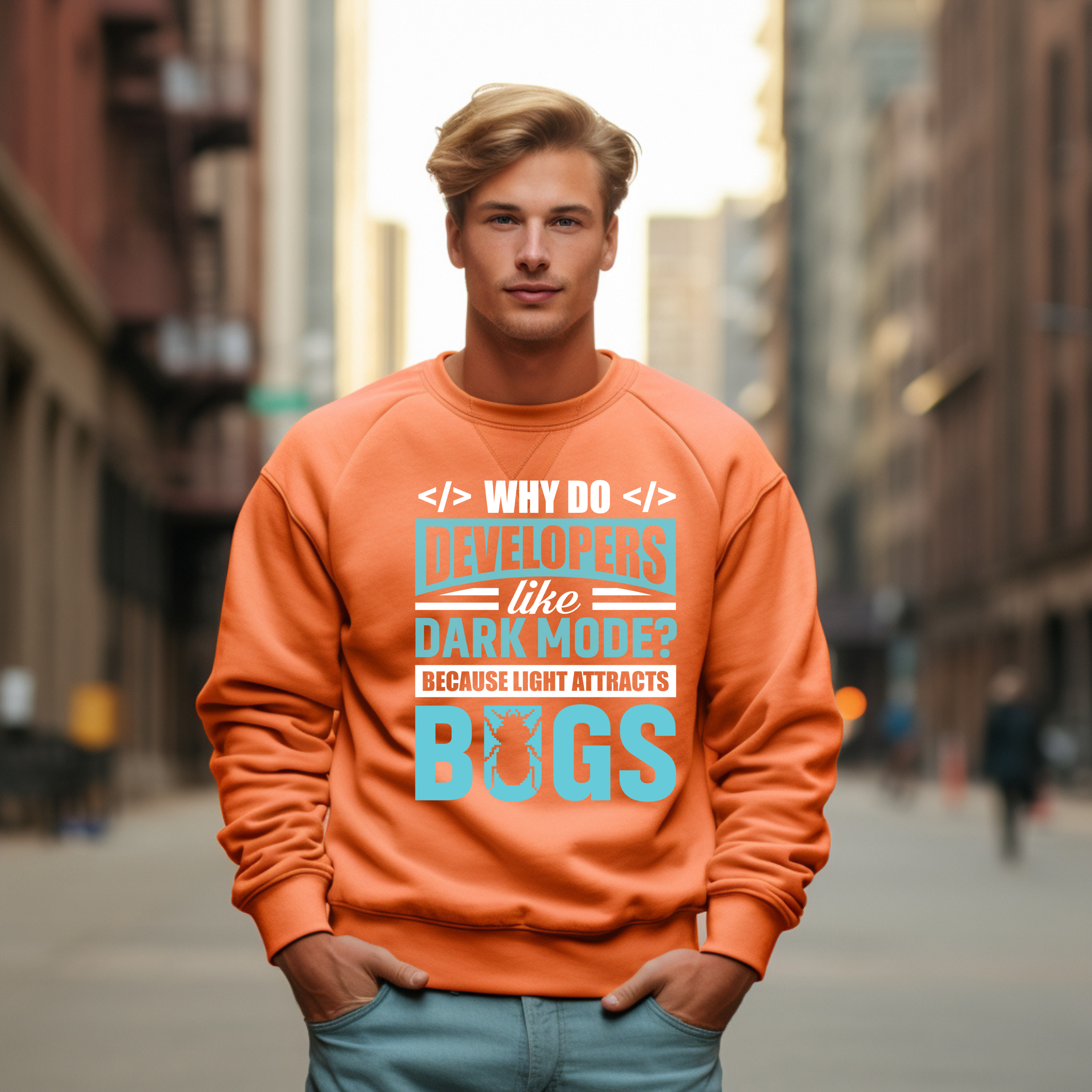 Developers Dark Mode? Bugs Sweatshirt — Funny Programmer Crewneck