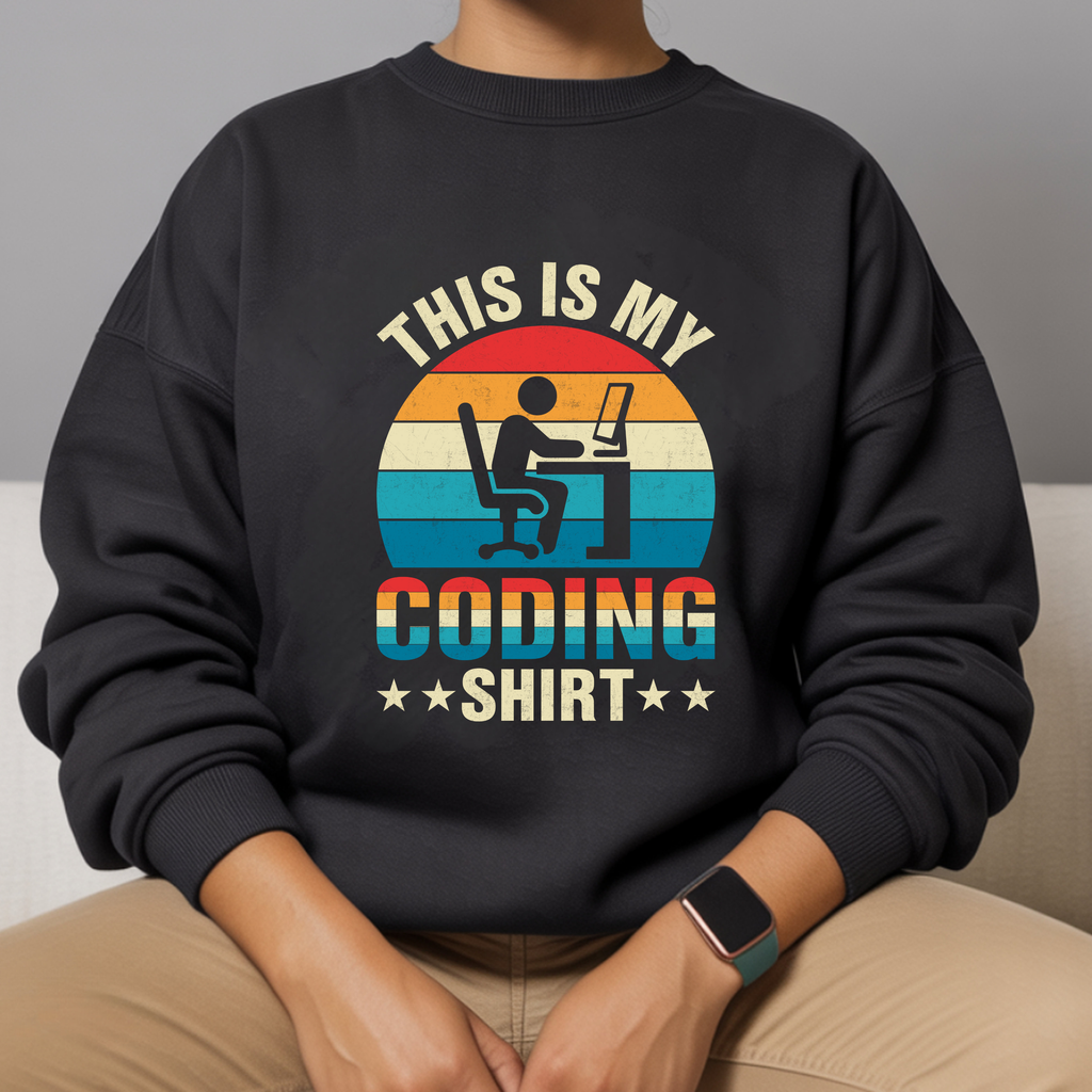 Coding Sweatshirt - "This Is My Coding Shirt" Retro Programmer Crewneck