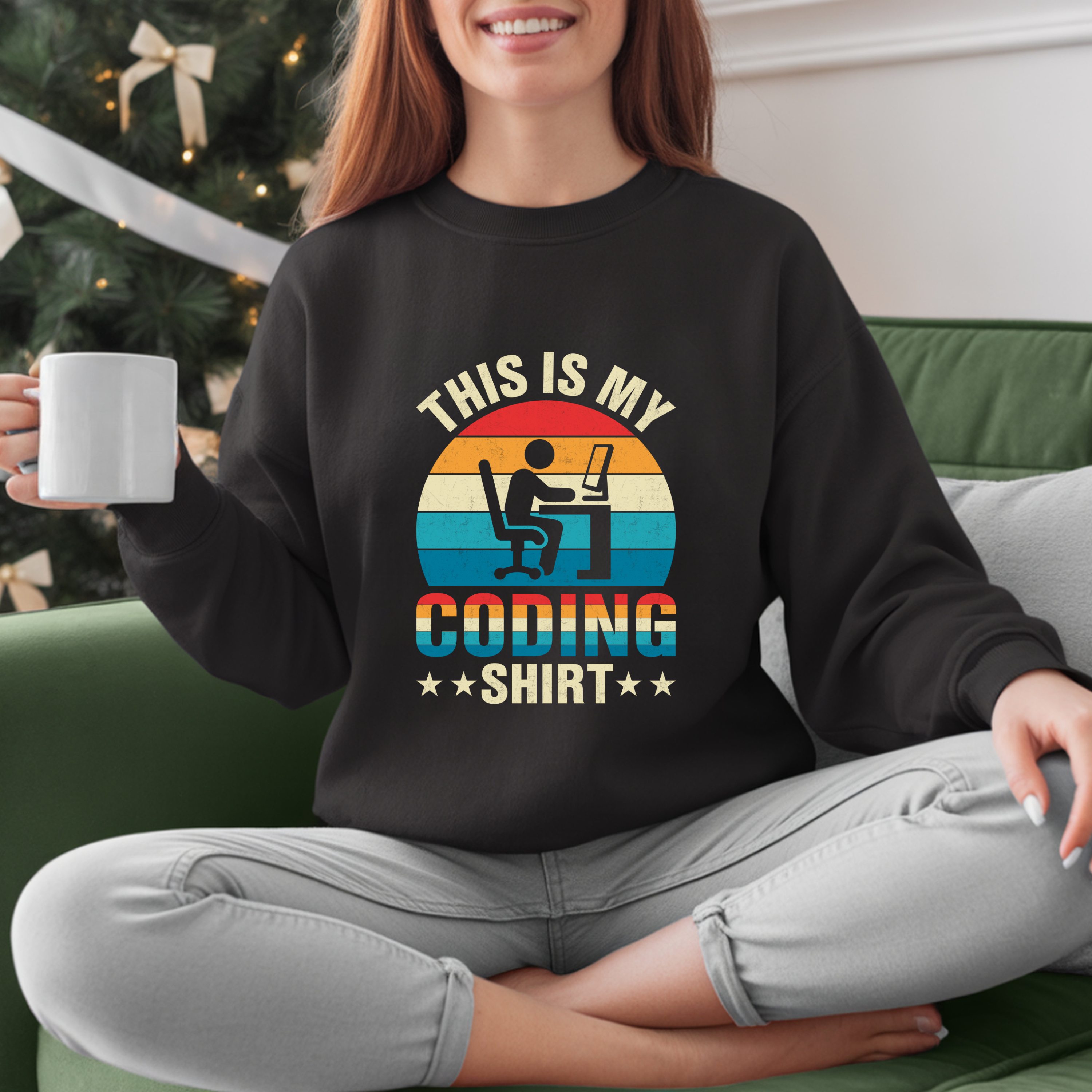 Coding Sweatshirt - "This Is My Coding Shirt" Retro Programmer Crewneck