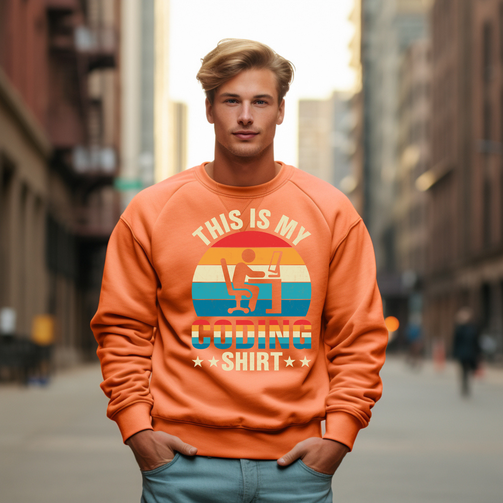 Coding Sweatshirt - "This Is My Coding Shirt" Retro Programmer Crewneck