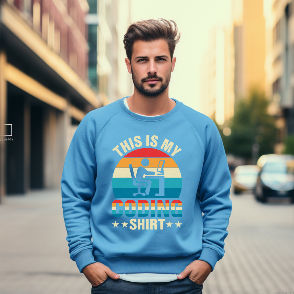 Coding Sweatshirt - "This Is My Coding Shirt" Retro Programmer Crewneck