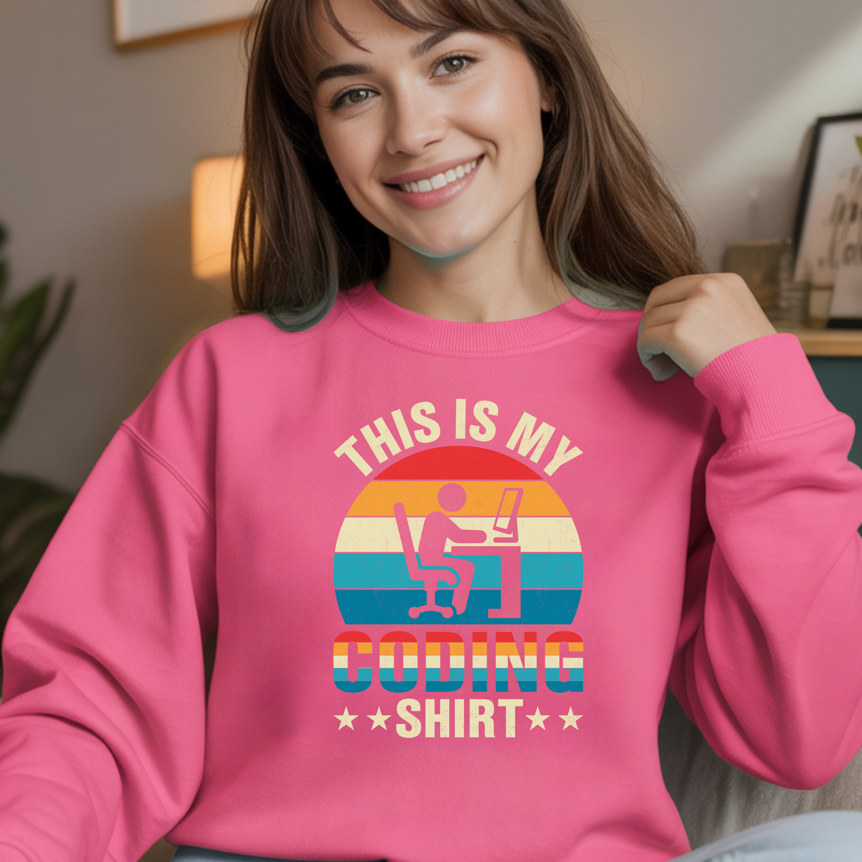 Coding Sweatshirt - "This Is My Coding Shirt" Retro Programmer Crewneck