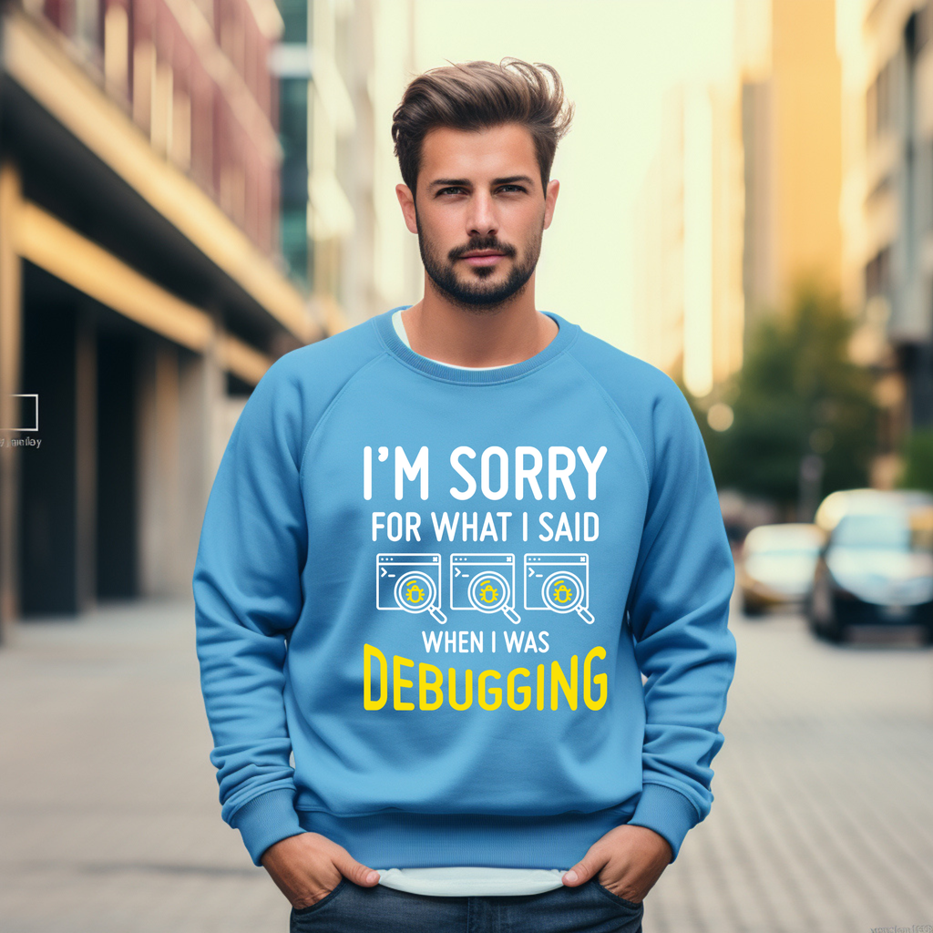 Debugging Crewneck Sweatshirt — Funny Programmer Sweatshirt with Yellow Code Icons
