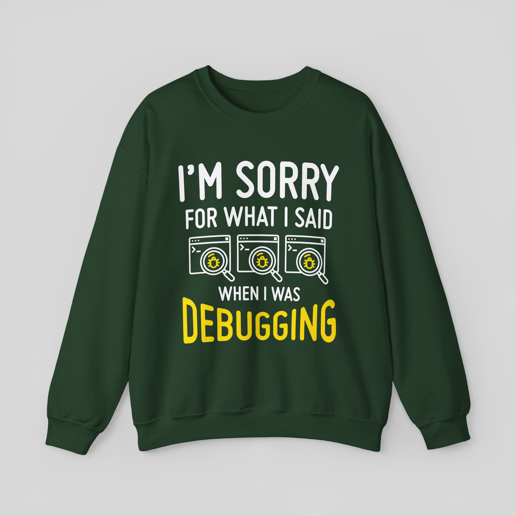 Debugging Crewneck Sweatshirt — Funny Programmer Bug Fixing Tee