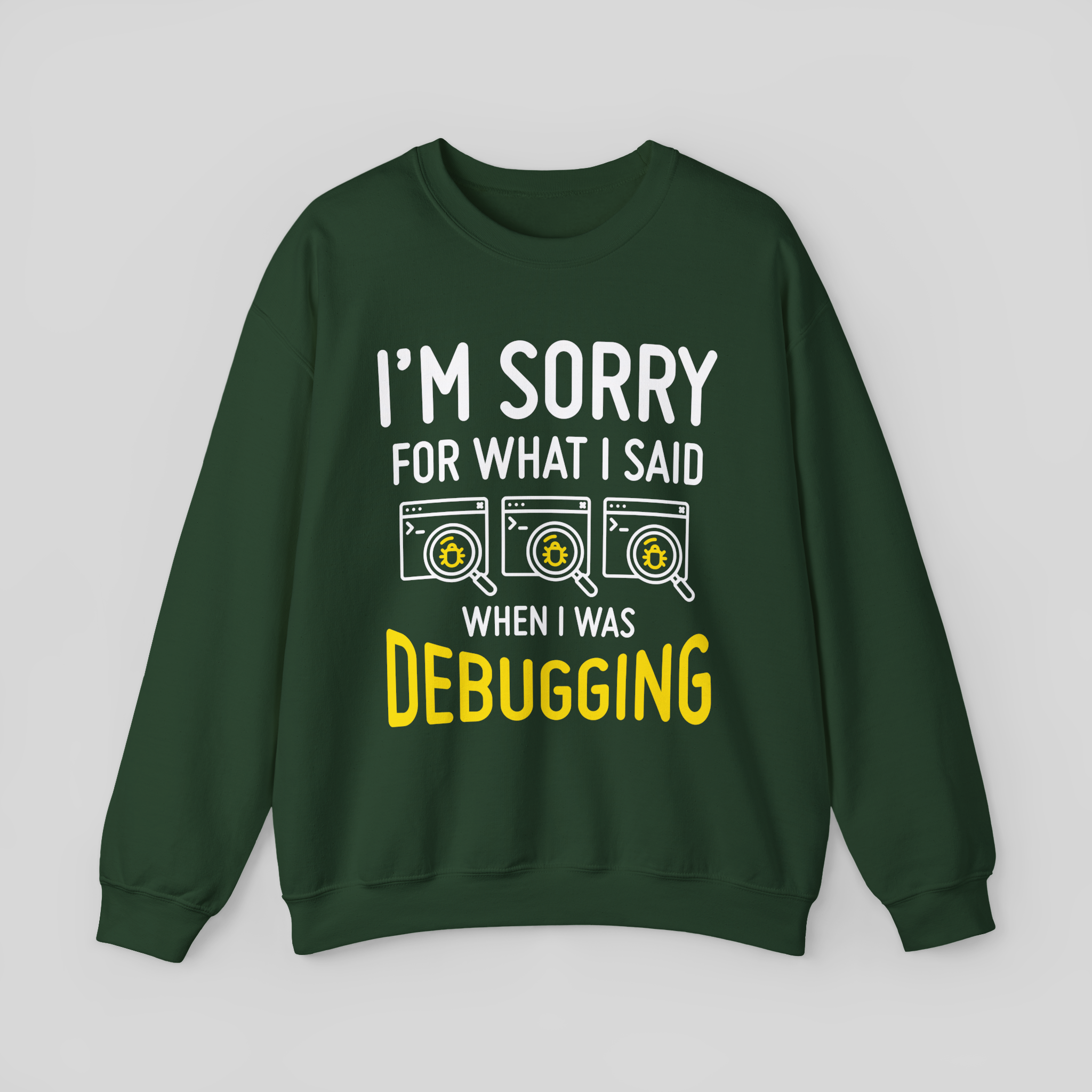 Debugging Crewneck Sweatshirt — Funny Programmer Bug Fixing Tee