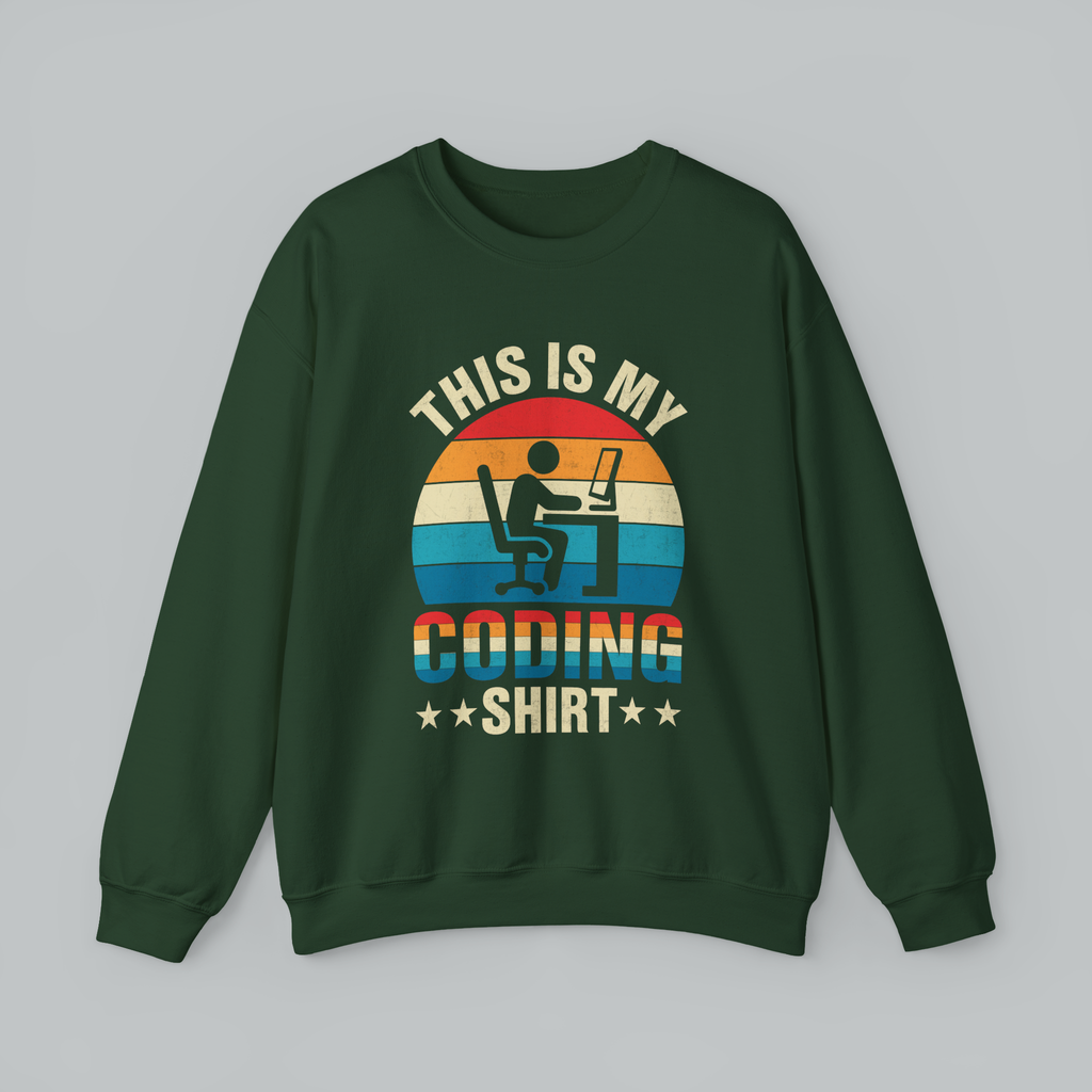 Coding Sweatshirt - "This Is My Coding Shirt" Retro Programmer Crewneck