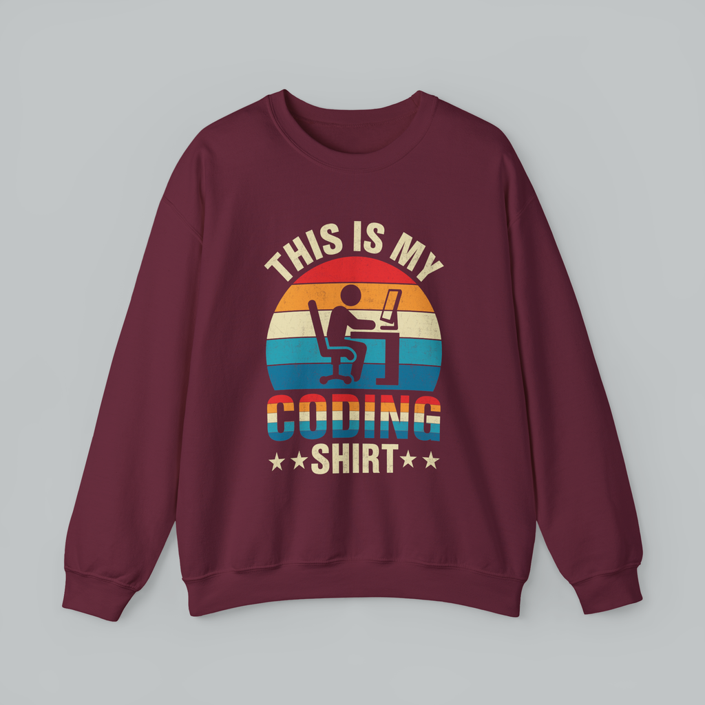 Coding Sweatshirt - "This Is My Coding Shirt" Retro Programmer Crewneck