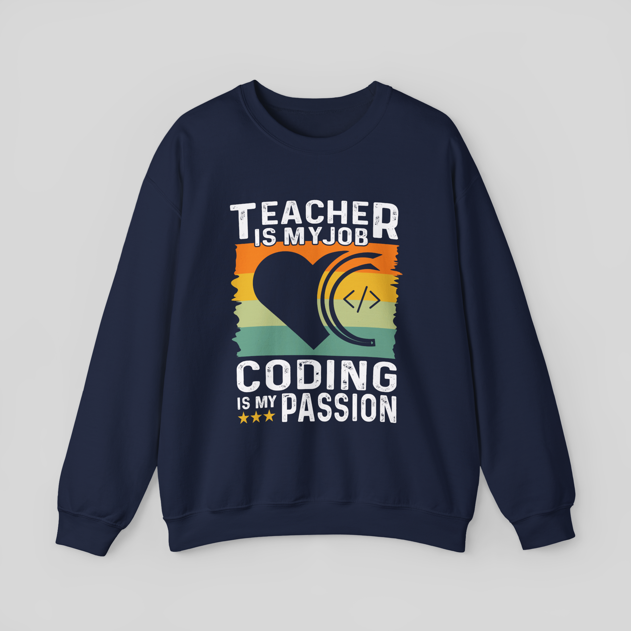 Retro Tech Heart </> Sweatshirt — Vintage Coder Crewneck