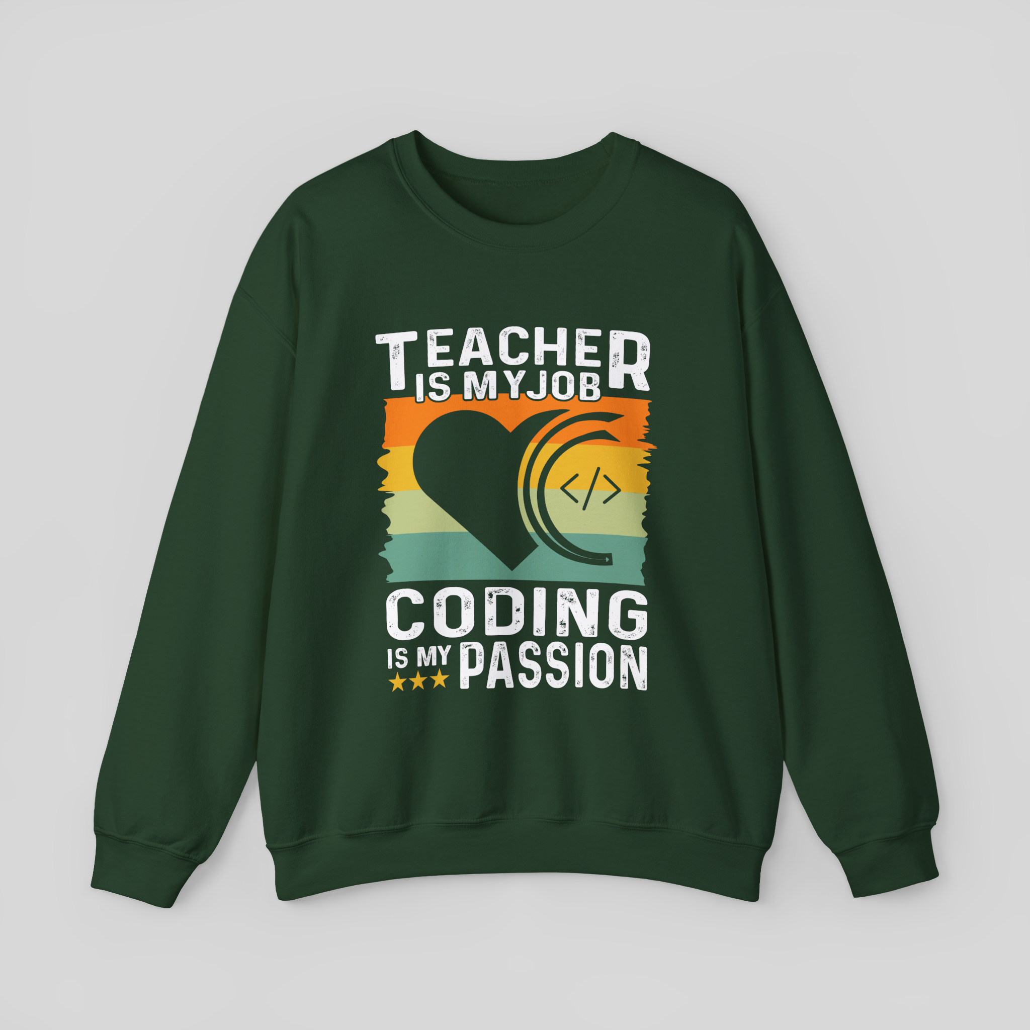 Retro Tech Heart </> Sweatshirt — Vintage Coder Crewneck