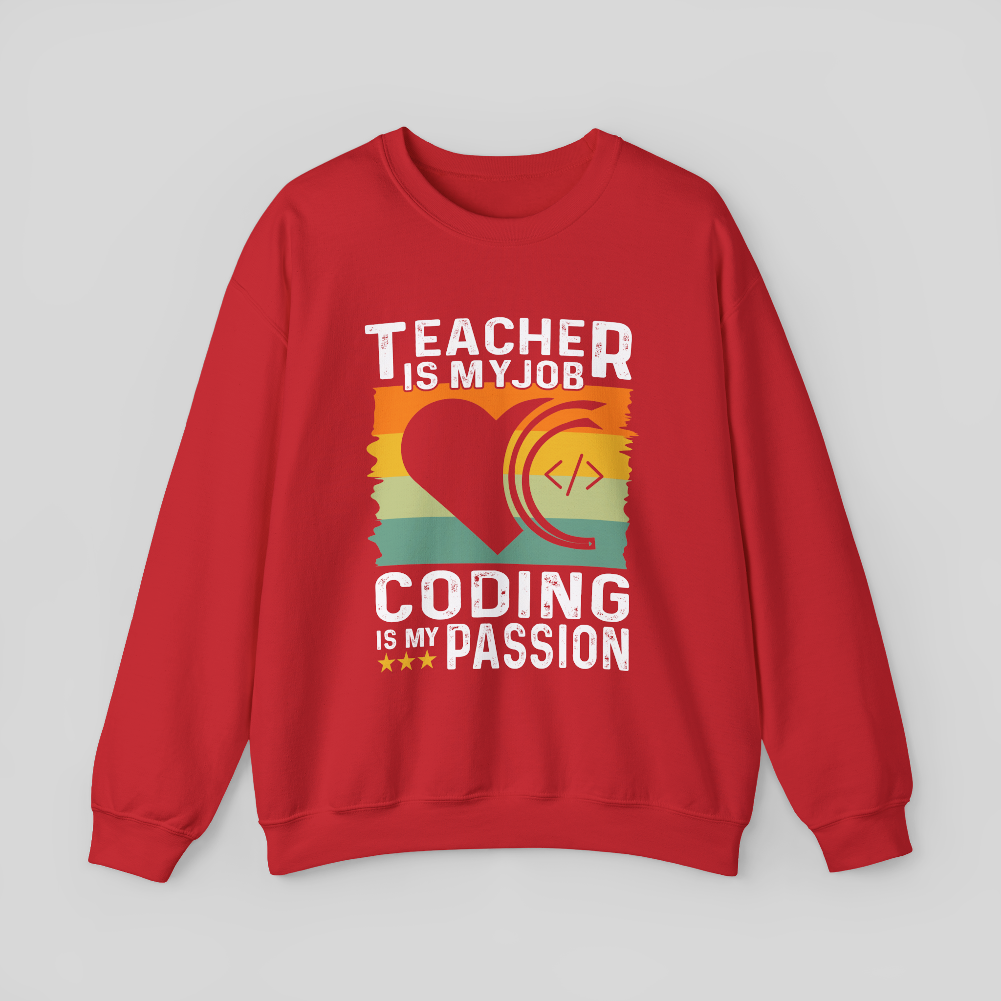 Retro Tech Heart </> Sweatshirt — Vintage Coder Crewneck