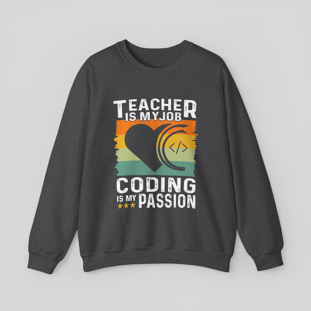 Retro Tech Heart </> Sweatshirt — Vintage Coder Crewneck