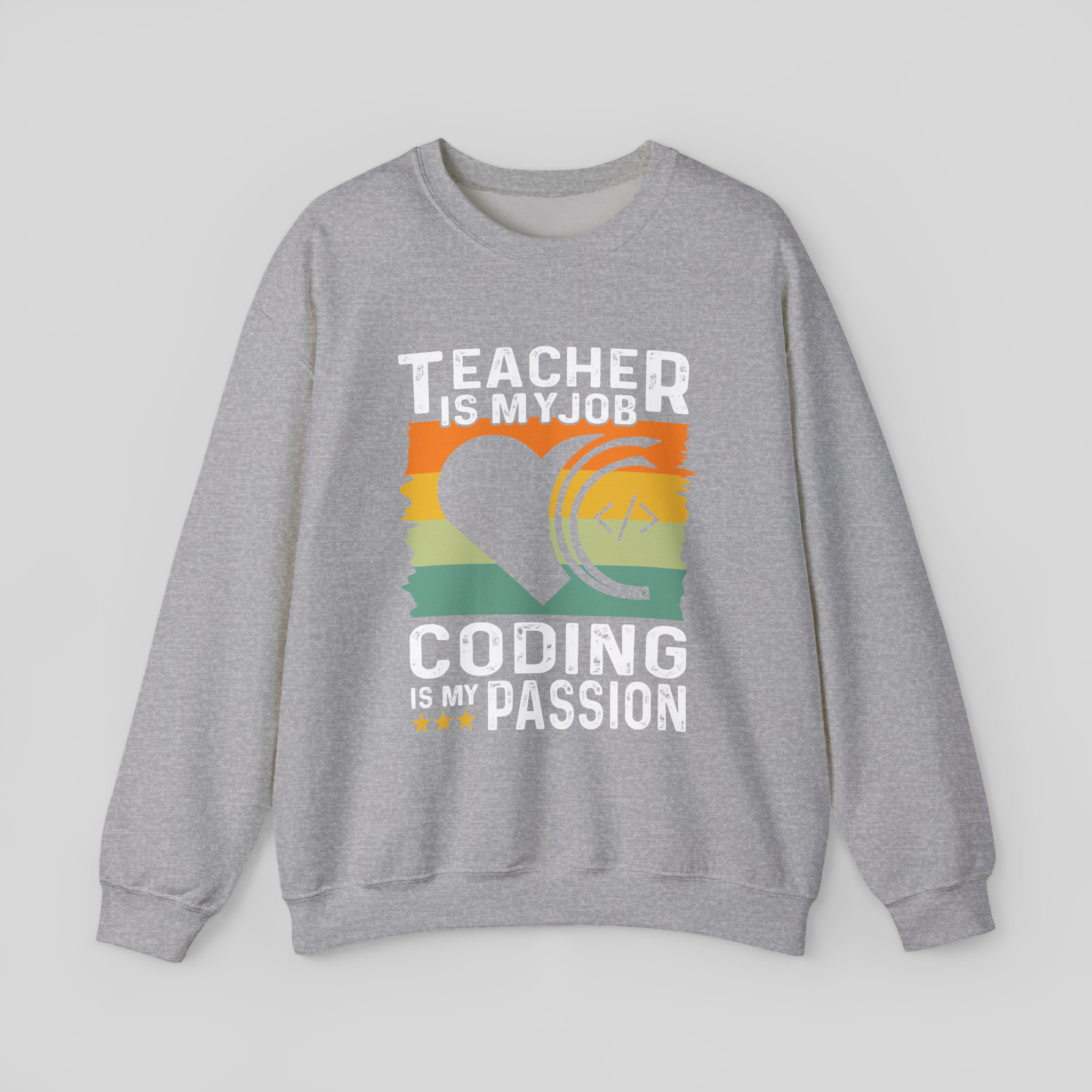 Retro Tech Heart </> Sweatshirt — Vintage Coder Crewneck