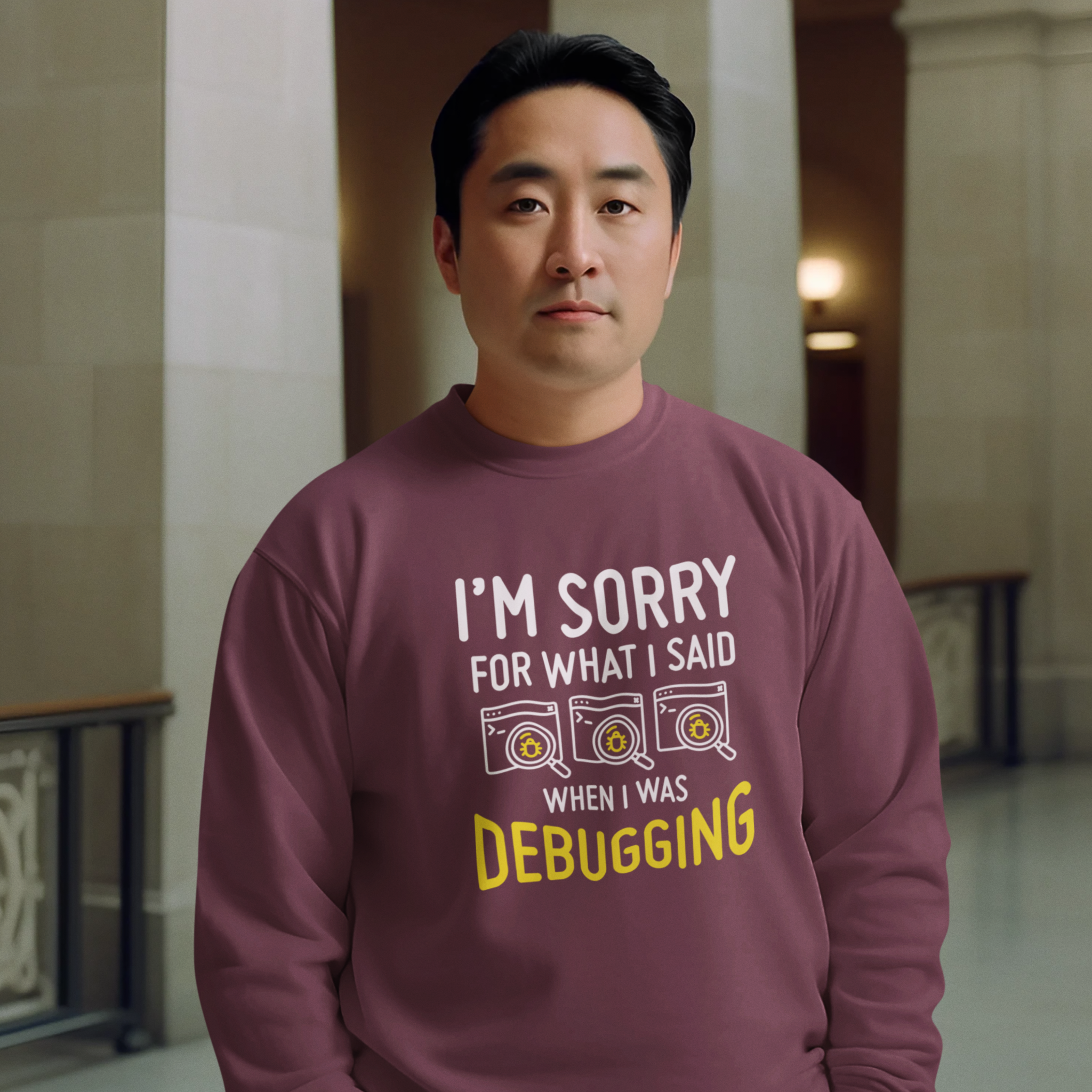 Debugging Crewneck Sweatshirt — Funny Programmer Bug Fixing Tee