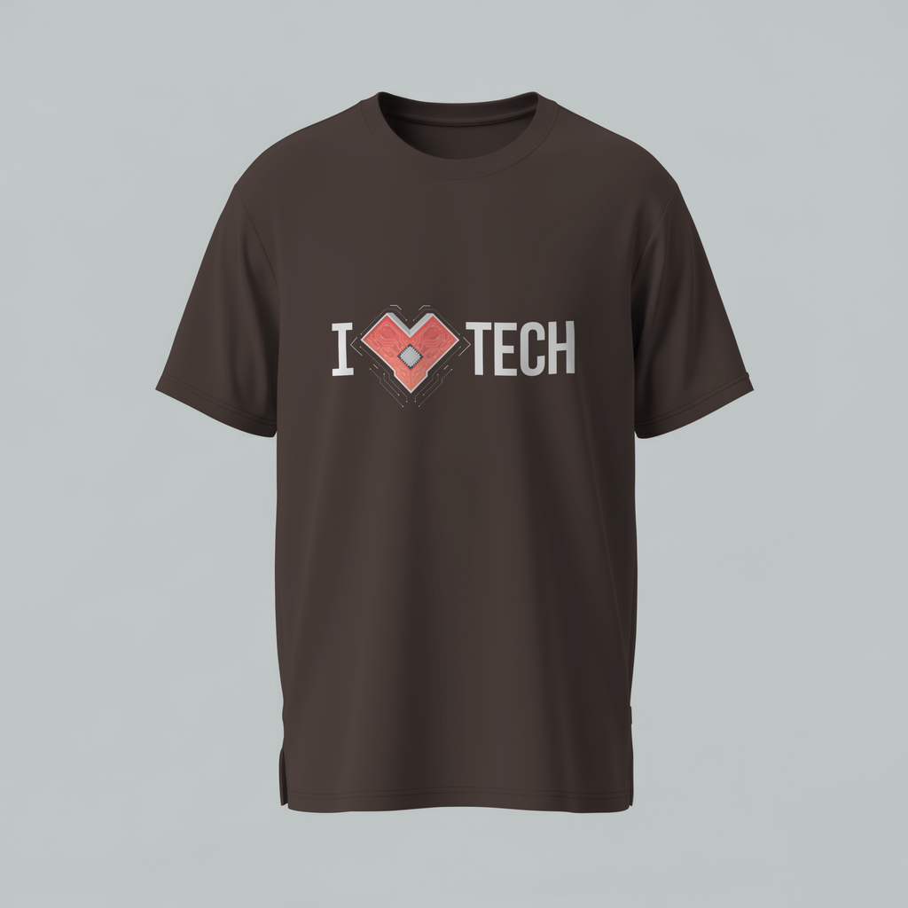 Tech Heart T-Shirt — "I  Love TECH" Circuit Board Design