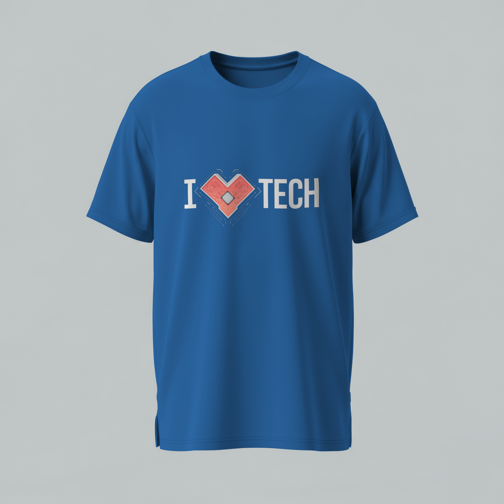 Tech Heart T-Shirt — "I  Love TECH" Circuit Board Design