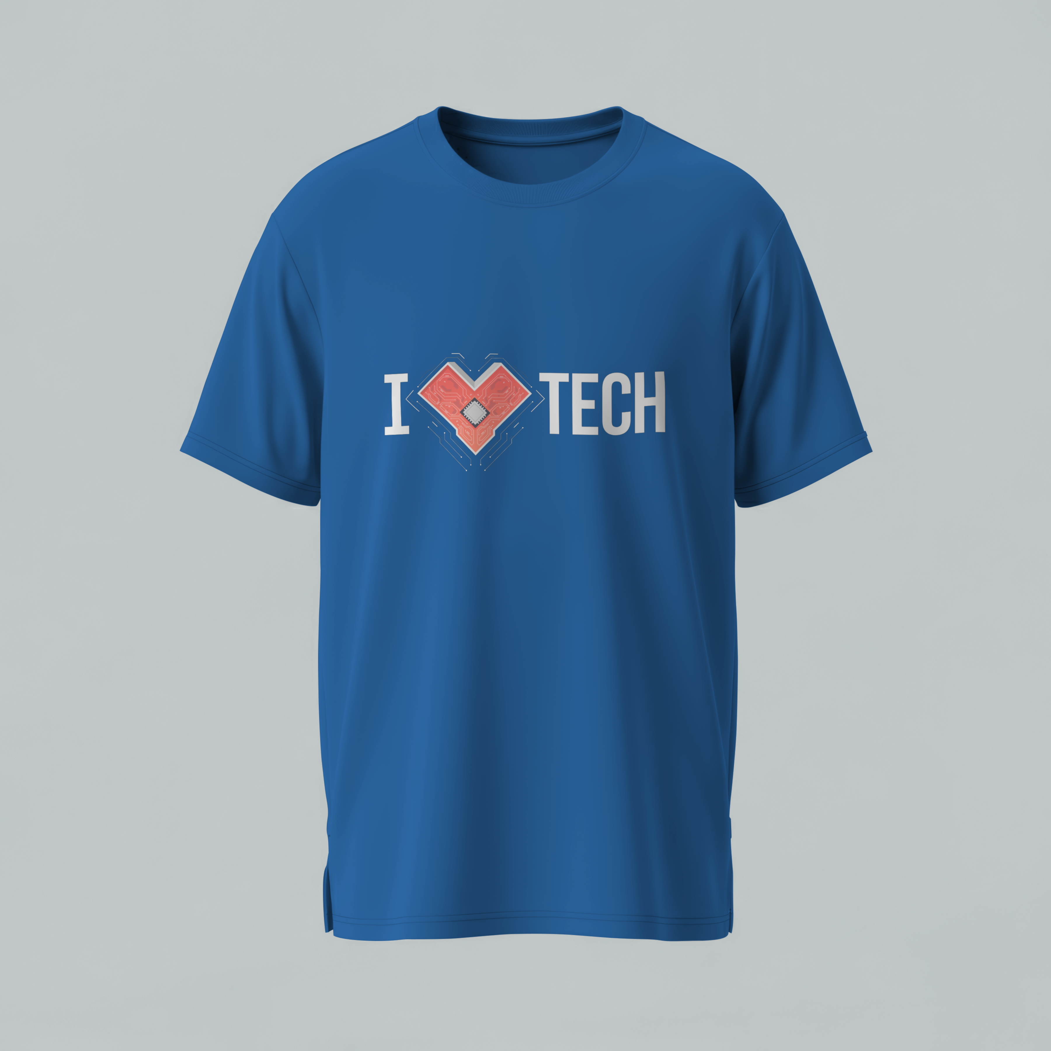 Tech Heart T-Shirt — "I  Love TECH" Circuit Board Design