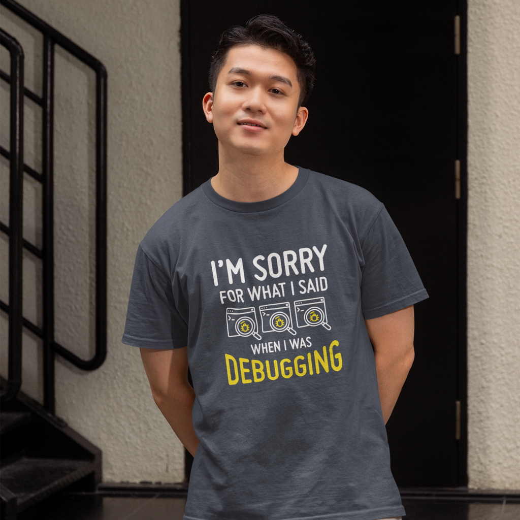 Debugging T-Shirt — Funny Programmer Tee with "DEBUGGING" Design